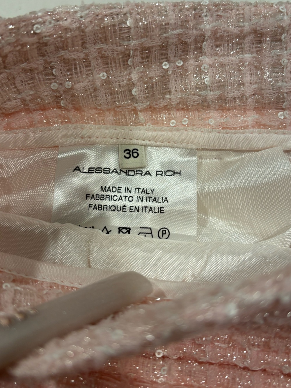 Alessandra Rich Pink Tweed High-Waist Shorts - Picture 4 of 4